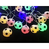 cheap Battery String Lights-1pc Waterproof Football String Light with Remote Control, Euro Cup Football/Baseball/Rugby/Basketball/ String Light 3M-20Leds Indoor and Outdoor Atmosphere Decoration Light String Beer Festival