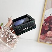 baratos Capa Samsung-telefone Capinha Para Samsung Galaxy Z Virar 6 Z Flip 5 Z Flip 4 Z Flip 3 Capa traseira com cordão com pulseira Slot para cartão TPU Couro PU