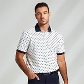 abordables Polo élite pour-Homme Plaid Manche Courte Polos Col Rabattu Occasionnel Vêtement décontracté de travaile Formel Extérieur Soirée Imprimé Été Noir