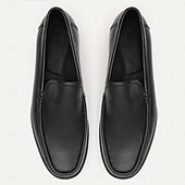 cheap Premium Leather Loafers-Men&#039;s Premium Cowhide Leather Loafers - Classic Black Slip-On Dress Shoes for Business and Formal Wear