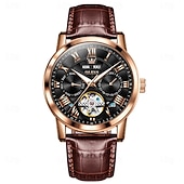 abordables Relojes mecánicos-OLEVS Hombre Relojes Mecánico Moda Reloj Casual Reloj de Muñeca Cuerda Automática Luminoso Calendario Fecha Semana Piel Reloj