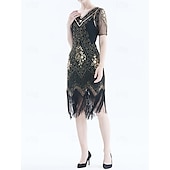 olcso Ruhák-Ordító 20-as évek 1920-as évek Koktélruha Flapper ruha Ruhák Báli ruha A nagy Gatsby Charleston Flitter Rojt Női Mindszentek napja Farsang Álarcos mulatság Farsang Esküvő Esküvői vendég Felnőttek