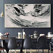 cheap Landscape Paintings-Handmade Oil Painting Canvas Wall Art Decoration Modern Simple Abstract Texture Black White for Living Room Home Decor Rolled Frameless Unstretched Painting