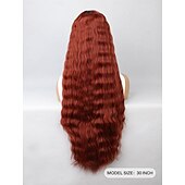 economico Parrucche lace sintetiche-Parrucca in pizzo sintetico Poco ondulata Stile 30 pollice Borgogna Parte di mezzo Cucita a U Parrucca Da donna Parrucca Rosso bordeaux
