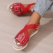 abordables Sandales Décontractées-Sandales compensées pour femmes, sandales à plateforme, quotidien, été, plage, talon caché, bout ouvert, décontracté, noir, rouge, bleu
