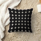 billiga geometrisk stil-svart vit dubbelsidigt kuddfodral 1 st mjukt kuddfodral kuddfodral örngott för soffa sovrum vardagsrum överlägsen kvalitet maskintvättbar utomhusdyna för soffa soffa stol