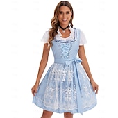 levne Dirndl-Plesová maškaráda Oktoberfest Šaty Cosplay kostým Trachtenkleader Služka Šaty němčina Mnichov Louky Dámské předvečer Všech svatých Šaty Tradiční Styl Tkanina Tričko Šaty Zástěra