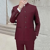 voordelige Heren Klassieke Blazers-Voor heren Blazer liiketoiminta Cocktailparty Bruiloft Modieus Casual Lente &amp; Herfst Polyester Effen nappi Zak Comfortabel Enkele rij knopen Blazer Zwart Wit Geel Rood