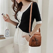 Недорогие Сумки через плечо-Модная коричневая стеганая сумка через плечо для женщин – стильная сумка через плечо из искусственной кожи с застежкой-молнией в форме сердца и множеством карманов.