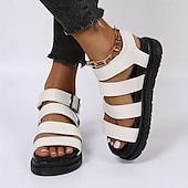 cheap Casual Sandals-Women&#039;s Black Gladiator Sandals – Chunky Platform Summer Shoes with Adjustable Straps, Stylish &amp; Comfortable for Casual Outings &amp; Beach Wear