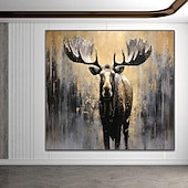preiswerte Abstrakte Gemälde-der große Elch. Tiere. 100 % handgemaltes Strukturgemälde, abstraktes Acryl-Ölgemälde, Wanddekoration, Wohnzimmer, Bürowand