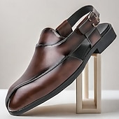 abordables Sandalias de vestir-Zuecos y mules de cuero genuino para hombre con espalda abierta: calzado cómodo, formal e informal sin cordones