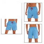 baratos shorts de natação masculinos-Homens Bermuda de Surf Shorts de Natação Calção Justo de Natação Com Cordão Cintura elástica Tecido Conforto Secagem Rápida Curto Feriado Praia Final de semana Moda Casual Azul Céu Preto