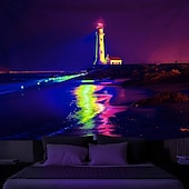 cheap Blacklight Tapestries-Blacklight Tapestry UV Reactive Glow in the Dark Glow Party Neon Light Tower Nature Psychedelic Trippy Misty Hanging Tapestry Wall Art Mural for Living Room Bedroom