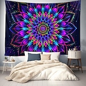 levne Tapiserie Blacklight-blacklight gobelín uv reaktivní záře ve tmě záře party neon psychedelický trippy misty závěsný gobelín sova nástěnná malba pro obývací pokoj ložnice