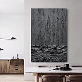 abordables Peintures Abstraites-Peinture à l&#039;huile faite à la main, décoration murale en toile noire, texture simple, abstraite pour la décoration intérieure, peinture roulée sans cadre, non étirée