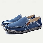 abordables Zapatillas sin cordones y mocasines de hombre-Mocasines informales de lona para hombre: zapatos para caminar ligeros y transpirables