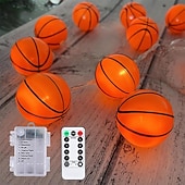 cheap Battery String Lights-1pc Waterproof Football String Light with Remote Control, Euro Cup Football/Baseball/Rugby/Basketball/ String Light 3M-20Leds Indoor and Outdoor Atmosphere Decoration Light String Beer Festival