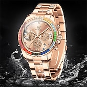 billige Kvartsklokker-OLEVS Herre Kvarts klokker Kreativ Mote Armbåndsur Selvlysende Kalender Kronograf VANNTETT Stål Klokke