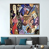 preiswerte Gemälde mit Menschen-große handgemachte abstrakte bunte figurative Gemälde auf Leinwand handgemachte Luxus-Malerei Picasso Stil Kunst strukturierte Öl Acryl Malerei Wand-Dekor