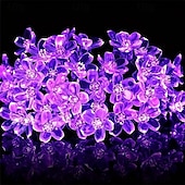 abordables Guirlandes solaires-Guirlande lumineuse solaire élégante pour réception de mariage, guirlande lumineuse à fleurs de 33 pieds, 100 LED, 8 modes, lumières violettes pour fête de mariage, décorations d&#039;intérieur,