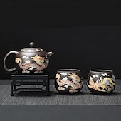 cheap Drinkware-Color-Changing Teapot Set Dragon &amp; Phoenix Zisha Chinese Loong Gift - Heat Sensitive Kung Fu Tea Set with Teapot and Cups, Business Gift