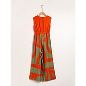 abordables Jumpsuits-combinaison sans manches à rayures en satin et col en V