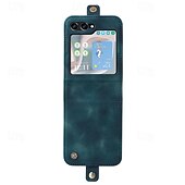 cheap Samsung Cases-Phone Case For Samsung Galaxy Z Flip 5 Z Flip 4 Z Flip 3 Back Cover with Stand Holder Card Slot Shockproof Retro TPU PU Leather