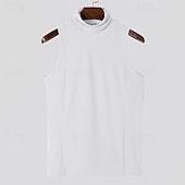 billiga Gym-toppar-Herr Linne Undertröjor Ärmlös tröja Ärmlös Polokrage Vår &amp; sommar Slät Pit Strip Mode Designer Grundläggande Semester Gata Utekväll Ljusrosa Svart Vit Topp t-shirt för män