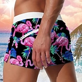  Homme Animal Flamant rose Oiseau Maillots de bain Shorts de bain Shorts de Surf Taille Moyenne Mode Designer Fête Plage Piscine Cordon de serrage Avec Poches Taille Élastique Designer Vêtement Tenue