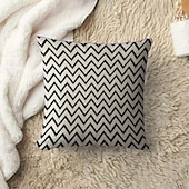 billiga geometrisk stil-svart vit dubbelsidigt kuddfodral 1 st mjukt kuddfodral kuddfodral örngott för soffa sovrum vardagsrum överlägsen kvalitet maskintvättbar utomhusdyna för soffa soffa stol