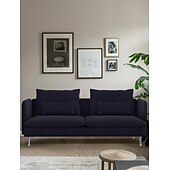 baratos Cobertura de Sofa-Capa de Sofá 3 Lugares Cor Sólida com Almofadas Revestidas em Algodão 100% com Braços