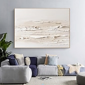 preiswerte Abstrakte Gemälde-3D gerahmte handgemalte strukturierte Wandkunst weißes minimalistisches Gemälde auf Leinwand Wabisabi trendige Wohnkultur Wohnzimmer Wandkunst modernes Gemälde fertig zum Aufhängen