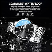 cheap Quartz Watches-POEDAGAR Men Quartz Watch Minimalist Large Dial Fashion Business Luminous Calendar Date Week Waterproof Steel Watch