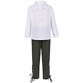 abordables Tenues-Médiéval Renaissance 17ème siècle Pantalon Tenues Chemise Pirate Viking Ranger Garçons Pirate Fantaisie Steampunk Halloween Carnaval Performance LARP Foire de la Renaissance Enfant Chemise Pantalon