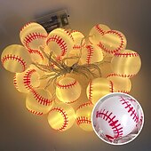 cheap Battery String Lights-1pc Waterproof Football String Light with Remote Control, Euro Cup Football/Baseball/Rugby/Basketball/ String Light 3M-20Leds Indoor and Outdoor Atmosphere Decoration Light String Beer Festival