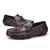 Χαμηλού Κόστους Ανέμελος-ανδρικά loafers από δέρμα κροκόδειλου - πολυτελή slip-on φόρεμα με μεταλλική πόρπη για επίσημο και casual ντύσιμο