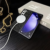cheap Samsung Cases-Phone Case For Samsung Galaxy Z Fold 5 Z Fold 4 Z Fold 3 Back Cover Magnetic Adsorption Magnetic Bling Glitter Shiny Shockproof Color Gradient PC