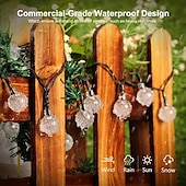 abordables Lumières de cordes solaires-Guirlande lumineuse à énergie solaire avec boules de cristal pour réception de mariage, 10 m, 100 LED, 8 modes d&#039;éclairage pour Noël, jardin, camping, fêtes, mariages, anniversaires&amp;amp;décoration