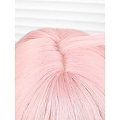 cheap Synthetic Trendy Wigs-Synthetic Wig Deep Wave Neat Bang Wig 22 inch Pink+Red Synthetic Hair 22 inch Women Pink