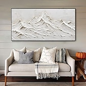 olcso Absztrakt festmények-absztrakt hegyi tájkép festmény kézzel készített fehér hegyi olajfestmény texturált kés hegyi festmény művészet fehér hegyi hálószoba fali dekoráció nappali dekoratív festmény