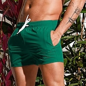 baratos shorts de natação masculinos-Homens Bermuda de Surf Shorts de Natação Calção Justo de Natação Com Cordão Cintura elástica Tecido Conforto Secagem Rápida Curto Feriado Praia Final de semana Moda Casual Preto Branco Micro-Elástica