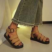 cheap Casual Sandals-Women&#039;s Black Gladiator Sandals – Chunky Platform Summer Shoes with Adjustable Straps, Stylish &amp; Comfortable for Casual Outings &amp; Beach Wear