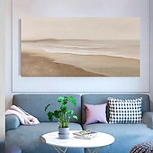 billiga Oljemålningar-oljemålning wabi sabi målning handmålad stor beige konst brun 3d minimalistisk målning på duk brun 3d textur väggkonst neutral beige båge gipsmålning