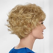 abordables perruque plus âgée-Perruque de mode pour femmes, cheveux synthétiques argentés, perruques courtes bouclées, perruques synthétiques naturelles moelleuses pour usage quotidien de fête