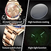 billige Kvartsklokker-OLEVS Herre Kvarts klokker Kreativ Mote Armbåndsur Selvlysende Kalender Kronograf VANNTETT Stål Klokke