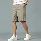 baratos Clássico-Homens Shorts táticos Bermuda Cargo Calção Com Cordão Cintura elástica Bolso multi Tecido Vestível Comprimento do joelho Ao ar livre Diário Acampar e Caminhar Moda Clássico Preto Amarelo