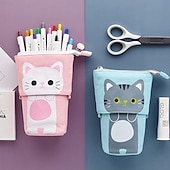 cheap Storage &amp; Organization-Standing Pencil Case Back to School Cute Telescopic Pen Holder Standing Pencil Pouch Organizer Pop up Pencil Bag Cosmetics Bag Portable Kawaii Stationary