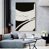 abordables Peintures Abstraites-grande peinture à l&#039;huile de texture abstraite faite à la main art mural peint à la main peinture à l&#039;huile de texture art mural abstrait noir et blanc peinture blanche noire art mural moderne