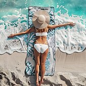 abordables ensembles de serviettes de plage-serviette de plage série palmiers couvertures confortables 100 % microfibre serviette de plage surdimensionnée, 35 &quot;x 70&quot;, grande serviette de bain pour adolescents adultes, séchage rapide,